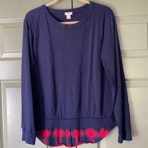 J. Crew sweatshirt with flannel hem!